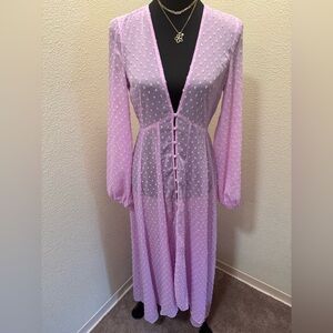 Lavender Sheer Long Robe